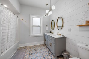 Very spacious full bath with shower/tub and double vanity