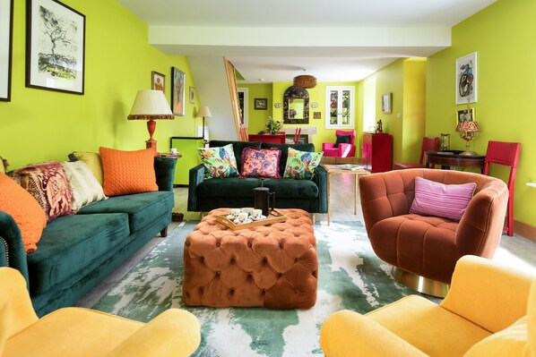 Fell End - living space in the open plan space with various seating options