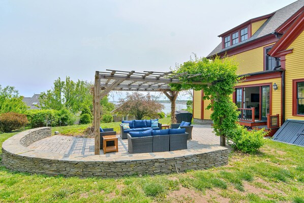 Back patio with ocean views.