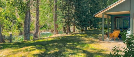 river located behind tree line