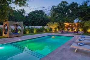 Sparkling heated pool.