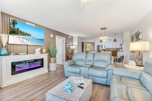 Living room with fireplace