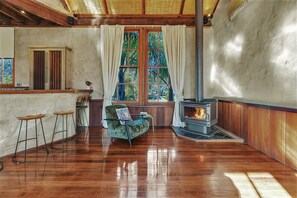 Woodfire and reading area