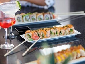 incredible restaurants serving sushi (even poolside), fresh, and even a brew pub