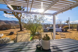 Dine Alfresco anytime of the day at our 8 person designer outdoor covered patio with incredible views especially at sunset.