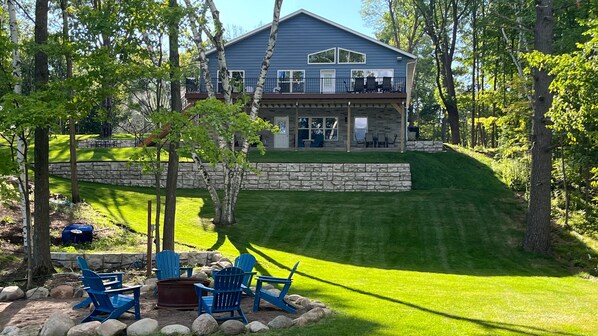 Cabin & Fire pit - view from the lakeshore