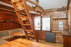 Ground floor living room and mezzanine bedroom