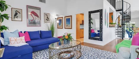 This charming beach duplex is bright, cheerful, and perfectly laid out you host your group! The left side, shown, sleeps up to 6.