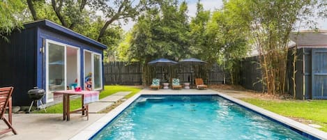 Backyard pool shared with next door