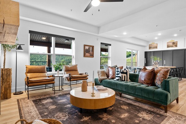Living room and dining room with walk-out porch!