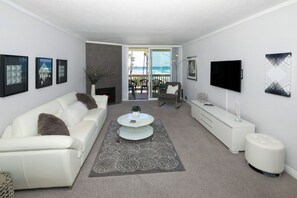 Modern and elegant living room with an amazing ocean view