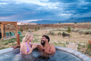 Brand new 6-person hot tub set in cedar cabinet.