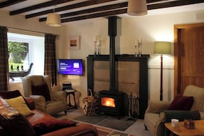 Lounge with wood burning stove