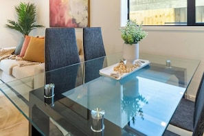 Glass Dining Table and Comfortable Dining Chairs