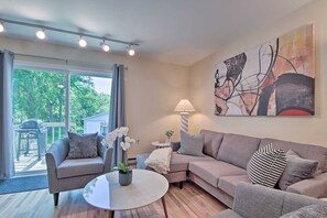 2 Bd Unit: Relax and stream video with the high-speed internet in the comfortable 2Bd units living room which also leads to the private deck.  