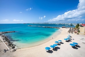 Beach nearby and Sun loungers