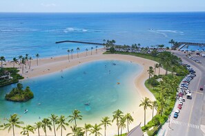 Suite has views of the Duke Kahanamoku Lagoon and the Friday night firework show