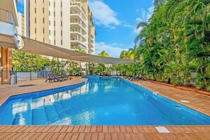 Make the most of the Northern Territory’s warm climate with the use of a spacious, partly-shaded outdoor pool.