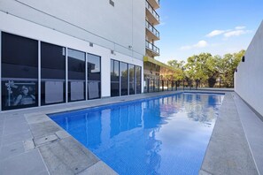 The swimming pool is perfect for a quick cool down and is long enough for training laps. 