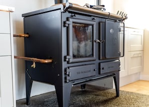 Wood  burning stove for heating and hot water
