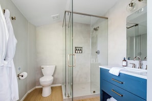 Spacious bathroom with luxury shower
