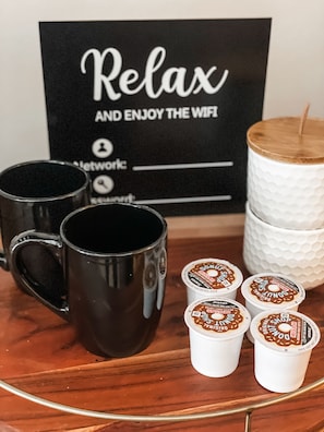 Complimentary coffee and wi-fi