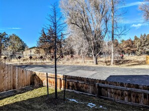 View of the park and bike path from the porch