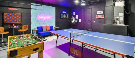 Garage game room with tons of entertainment