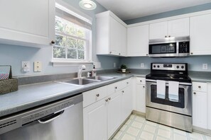 Lots of Natural Light with the Window over the Sink. With All those Cabinets, you have Plenty of Room for your Groceries.