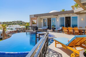 Poolside view of villa