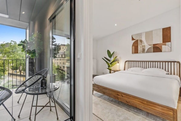 Step out to the balcony from your bedroom to greet the morning light.