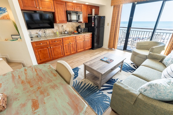 Enjoy Views from the Living Area of The Ocean, Beautifully Decorated