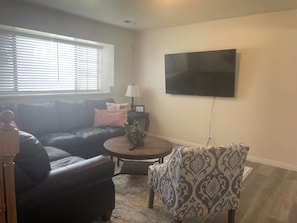 Living Room with large 58" Smart TV