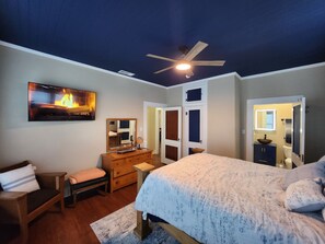 Master bedroom with queen bed and full bathroom