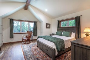 Bedroom 3 is located on the upper level with great water views! | Queen Bed