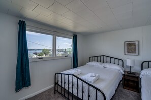 Upstairs bunk room with river views