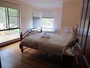 Master bedroom with spa and shower.