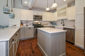 Large fully stocked kitchen ready to accommodate any size group!