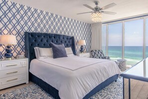 King size bed in the master bedroom.