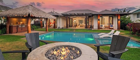 Maluhia at Wainani - Backyard Firepit & Seating Area - Parrish Kauai