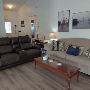 Spacious Living Room with Computer Desk