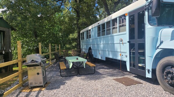 private grill and outdoor dining area
