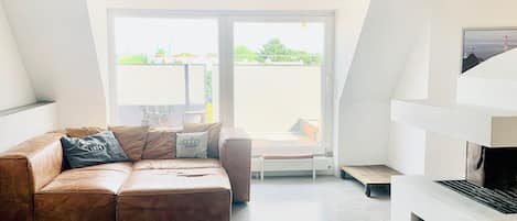 Living room with fireplace