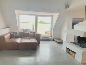 Living room with fireplace