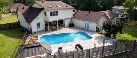 Ariel view of our beautiful pool area.