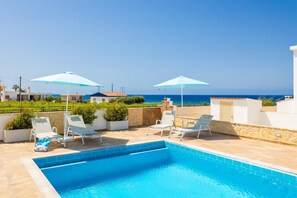 Private pool and terrace with sea views