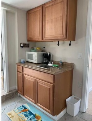 Efficiency Kitchen - sink, refrigerator, microwave, toaster oven, coffee maker