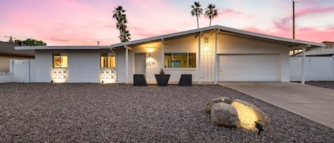 Iconic mid century home located in Old Town Scottsdale. Private yard with heated pool. 