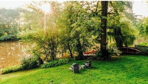 Adirondack chairs, solo stove, canoe