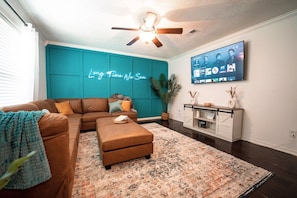 Large family living room and 65" Smart Tv